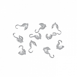 Leaf Design Calottes Silver Plated 4x9mm End Tips PK10
