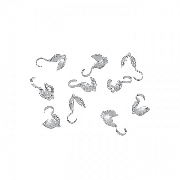 Leaf Design Calottes Silver Plated 4x9mm End Tips PK10