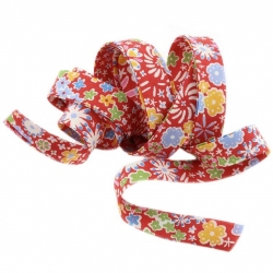 Liberty of London 10mm Red Bias Ribbon Kayoko B 1m