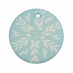 Acrylic Resin Turquoise Snowflake Disk Shaped Pendant 42mm