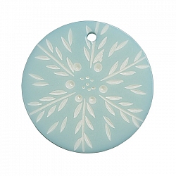 Acrylic Resin Turquoise Snowflake Disk Shaped Pendant 42mm