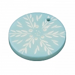 Acrylic Resin Turquoise Snowflake Disk Shaped Pendant 42mm