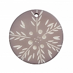 Acrylic Resin Lilac Snowflake Disk Shaped Pendant 42mm