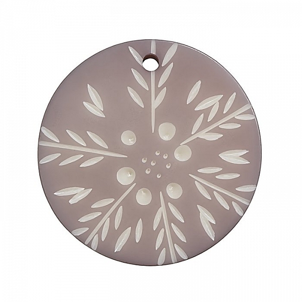 Acrylic Resin Lilac Snowflake Disk Shaped Pendant 42mm