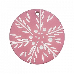 Acrylic Resin Pink Snowflake Disk Pendant (42mm) - PK1