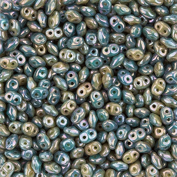 SuperDuo™ Duets™ Beads Green Turquoise/Ivory Nebula 13g SuperDuo™ Duets™ Beads Green Turquoise/Ivory Nebula 13g