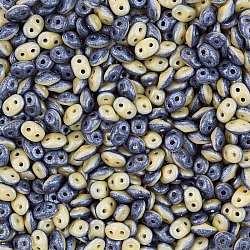 SuperDuo™ Duets™ Czech Glass Bead Navy/Ivory Luster 13g