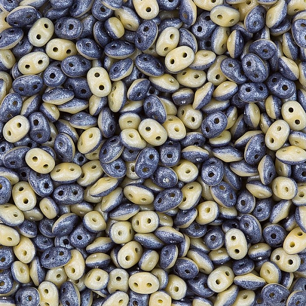 SuperDuo™ Duets™ Czech Glass Bead Navy/Ivory Luster 13g