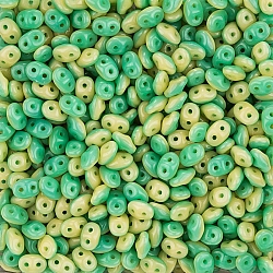 SuperDuo™ Duets™ Beads Green Turquoise Ivory Opaque 13g