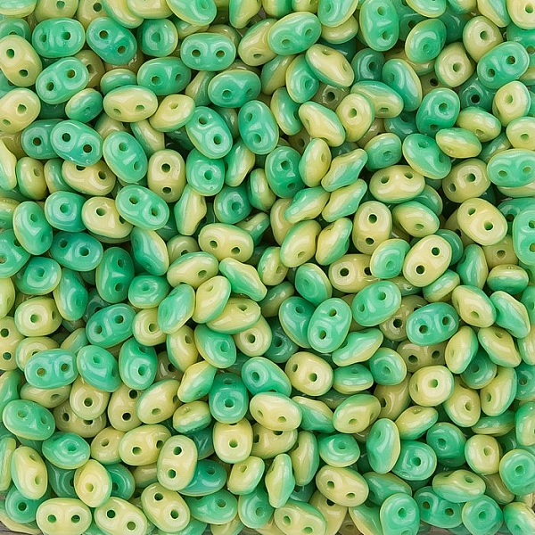 SuperDuo™ Duets™ Beads Green Turquoise Ivory Opaque 13g