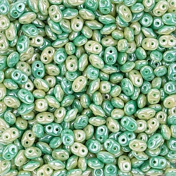 SuperDuo™ Duets™ 5mm Beads Green Turquoise Ivory Luster