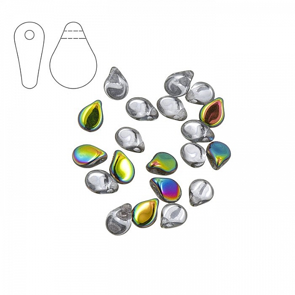 Preciosa Czech Glass Pip™ Bead 7mm Crystal Vitrail PK20