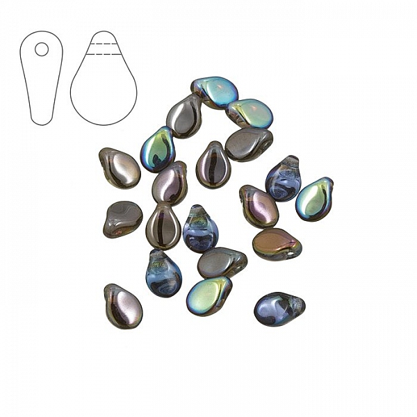 Preciosa Pip™ Glass Beads Crystal Graphite Rainbow PK20