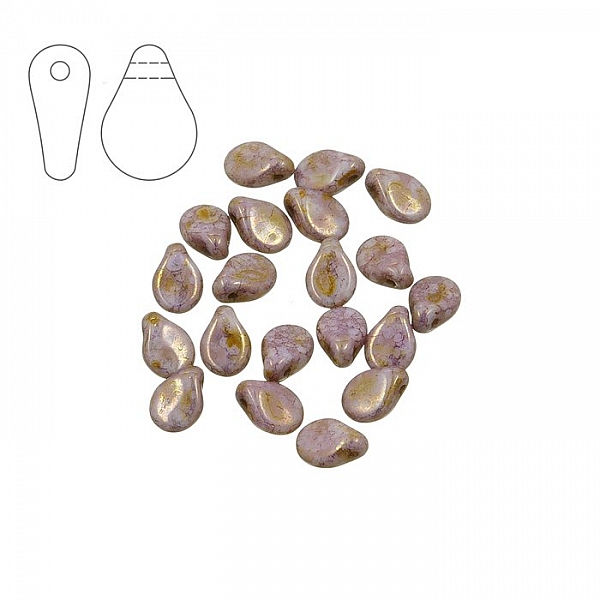 Preciosa Pip™ Beads Alabaster Lilac Gold Luster (PK20)
