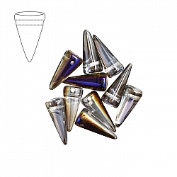 Czech Pressed Glass Spike Beads 17mm Crystal Azuro PK10