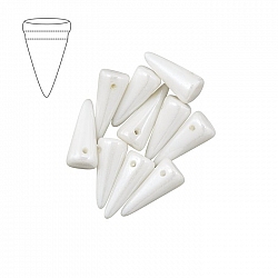 Pressed Czech Glass Spike Beads 17mm White Shimmer PK10