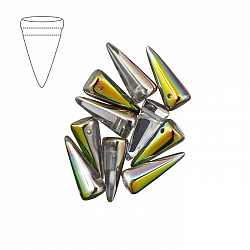 Czech Glass Spike Beads 7mm x 17mm Crystal Vitrail PK10