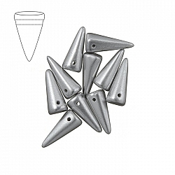 Czech Glass Spike Beads 7x17mm Aluminium Silver (PK10)
