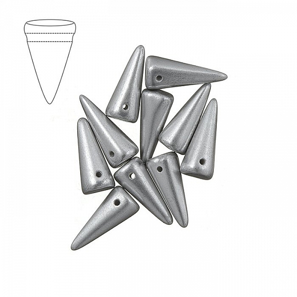 Czech Glass Spike Beads 7x17mm Aluminium Silver (PK10)