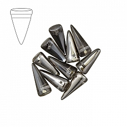 Czech Glass Spikes Crystal Chrome 7mm x 17mm Beads PK10