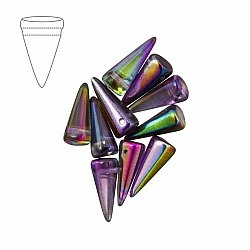 Czech Glass Spike Bead Crystal Magic Purple 7x17mm PK10