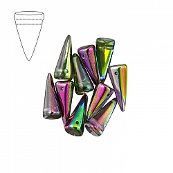 Czech Glass 17mm Spike Beads Crystal Magic Orchid PK10