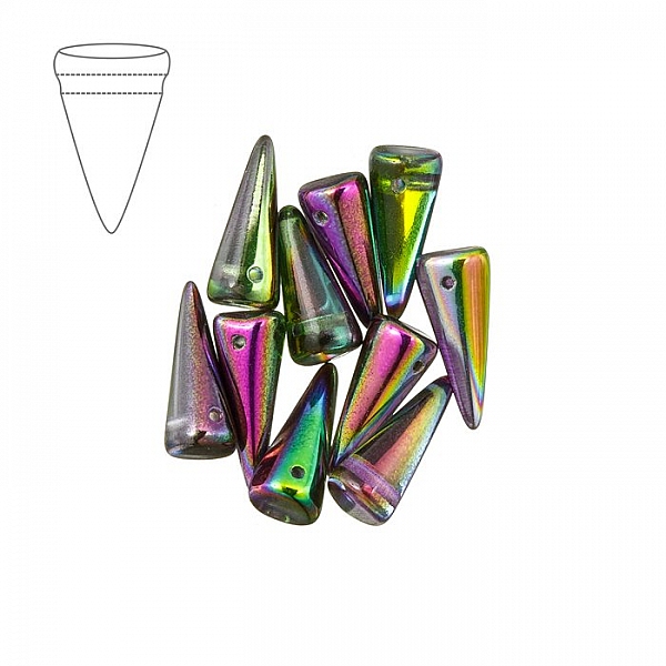 Czech Glass 17mm Spike Beads Crystal Magic Orchid PK10