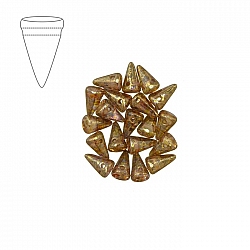 Czech Glass 5x8mm Spike Beads Crystal Lila Gold Luster