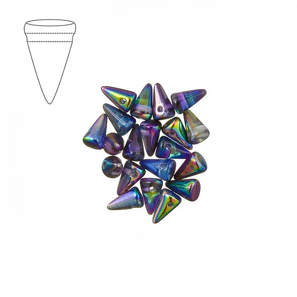 Czech Glass Baby Spike Bead 8mm Crystal Magic Blue PK20