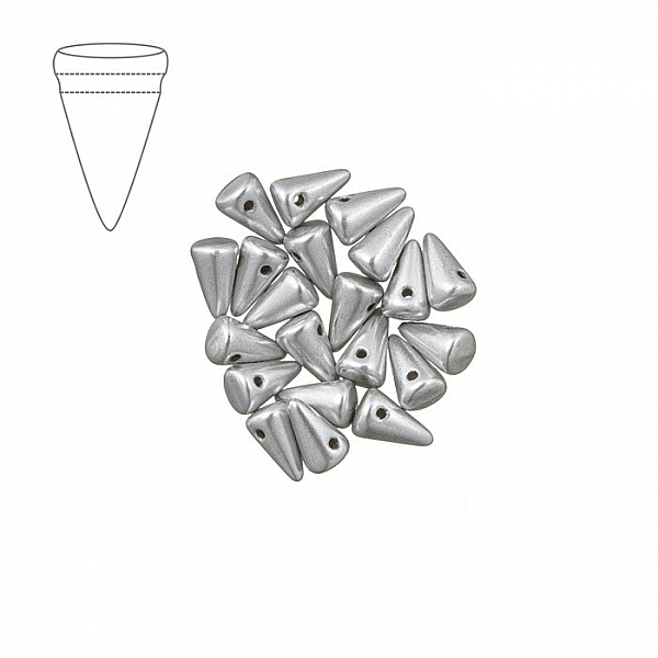 Czech Glass 5x8mm Baby Spike Bead Aluminium Silver PK20