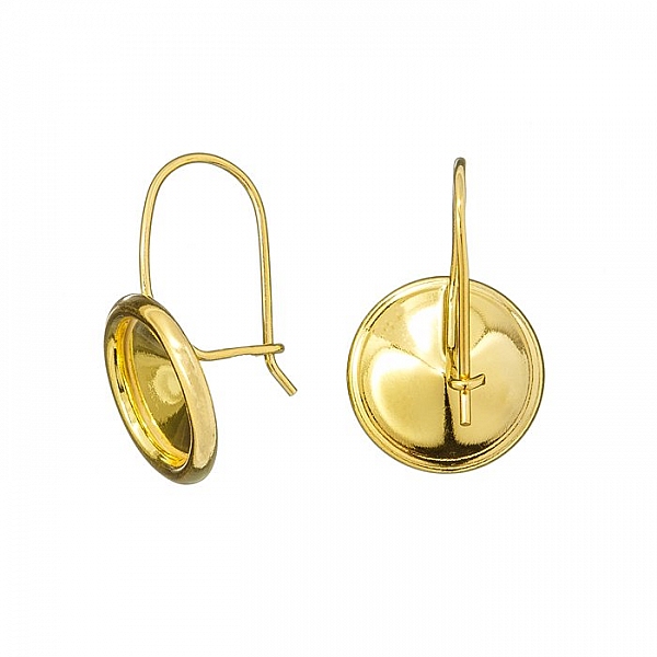 24K Gold Plated 10mm 1122 Rivoli Setting Kidney Earwires