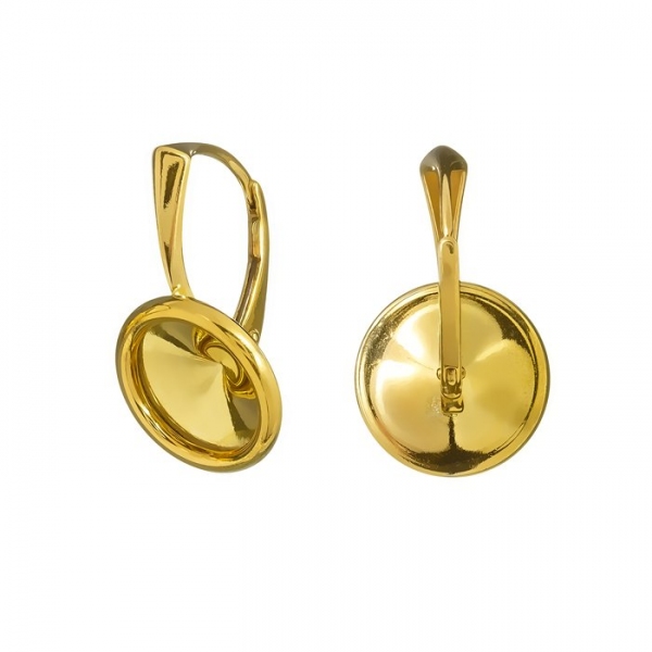 10mm Rivoli Setting Lever Back Earwires 24K Gold Plated