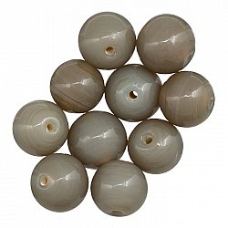 Shiny Grey Handmade Round Plain Glass Beads 12mm PK10