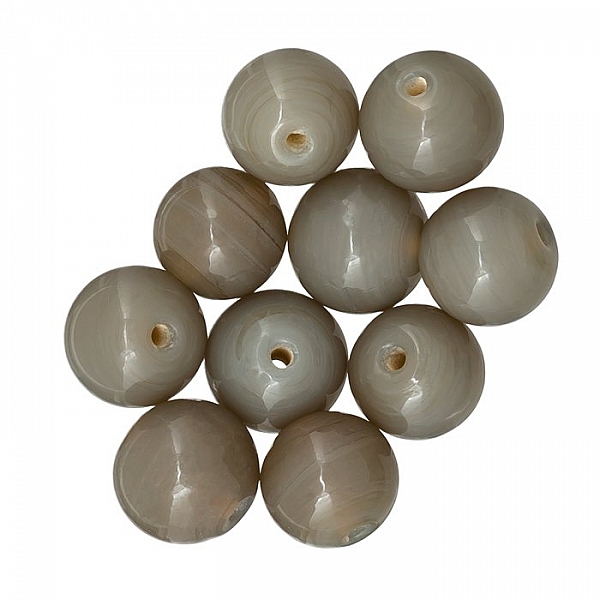 Shiny Grey 10mm Handmade Round Plain Glass Beads (PK10)