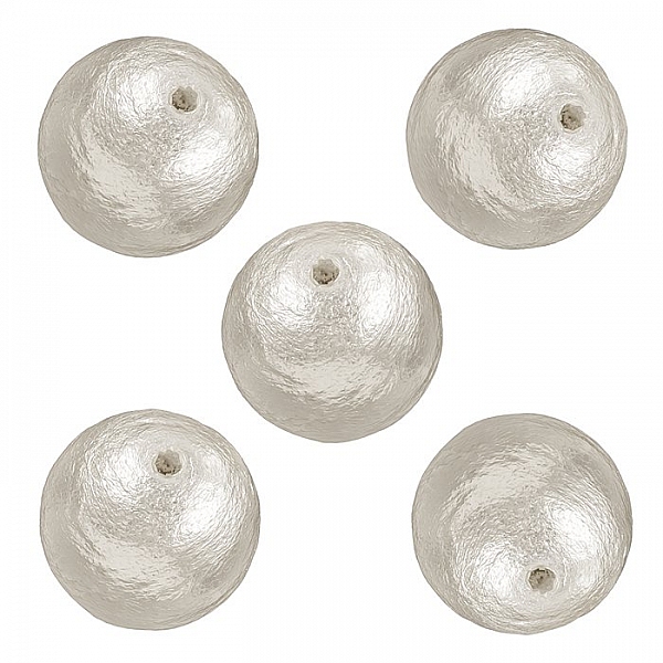 Miyuki Cotton Pearl Beads (12mm) Round White Pack of 5