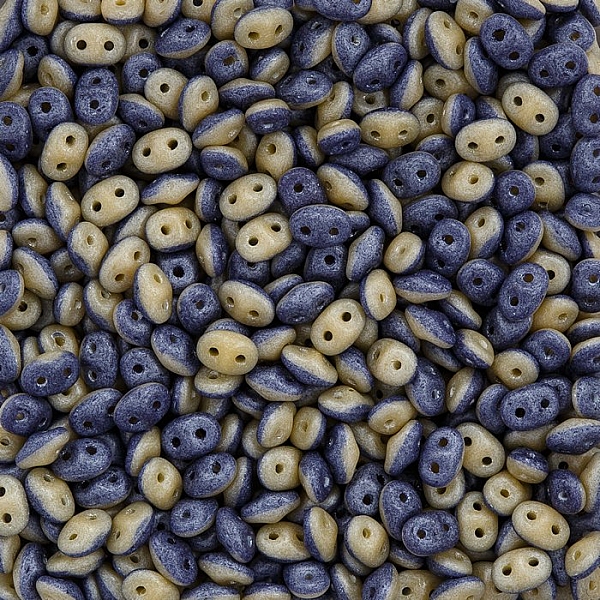 SuperDuo™ Duets™ Glass Beads Navy/Ivory Matt Lustre 13g