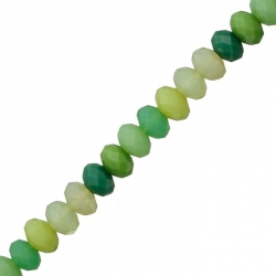 Faceted Crystal 10mm Rondelle Bead Variegated Green 6"