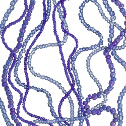 6 Mixed Strands Variegated Dark Blue Glass Seed Beads