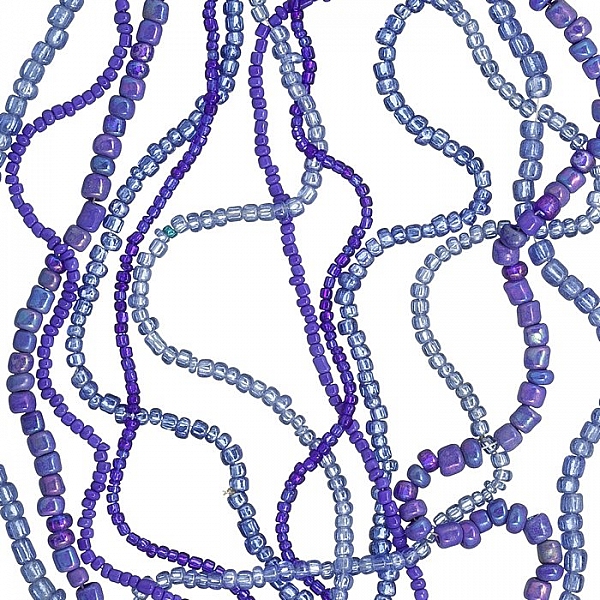 6 Mixed Strands Variegated Dark Blue Glass Seed Beads