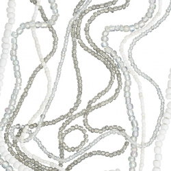Variegated Glass Seed Beads White/Crystal Mix 6 Strands