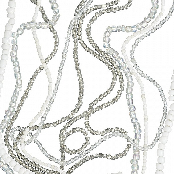Variegated Glass Seed Beads White/Crystal Mix 6 Strands