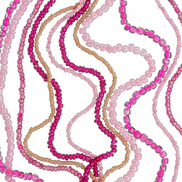 Variegated Pink Glass Seed Beads 1-4mm 6 Mixed Strands