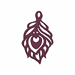 Maroon Carved Wood Cut Out Leaf Pendant (51x30mm) - PK1
