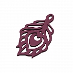 Maroon Carved Wood Cut Out Leaf Pendant (51x30mm) - PK1