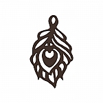 Carved Wood Cut Out Leaf Pendant (51x30mm) Black - PK1