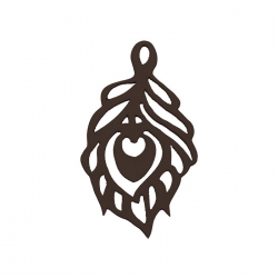 Carved Wood Cut Out Leaf Pendant (51x30mm) Black - PK1