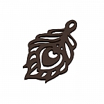 Carved Wood Cut Out Leaf Pendant (51x30mm) Black - PK1