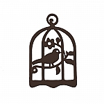 Black Hand Carved Wood Bird Cage Pendant 32x50mm - PK1