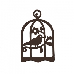 Black Hand Carved Wood Bird Cage Pendant 32x50mm - PK1
