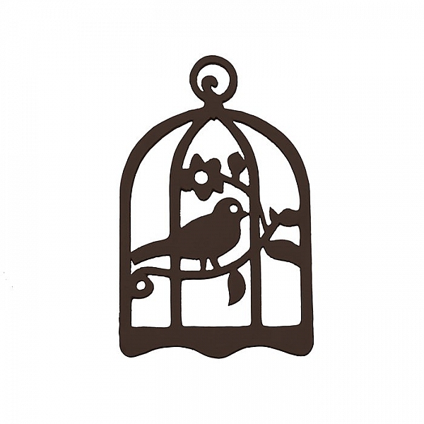 Black Hand Carved Wood Bird Cage Pendant 32x50mm - PK1